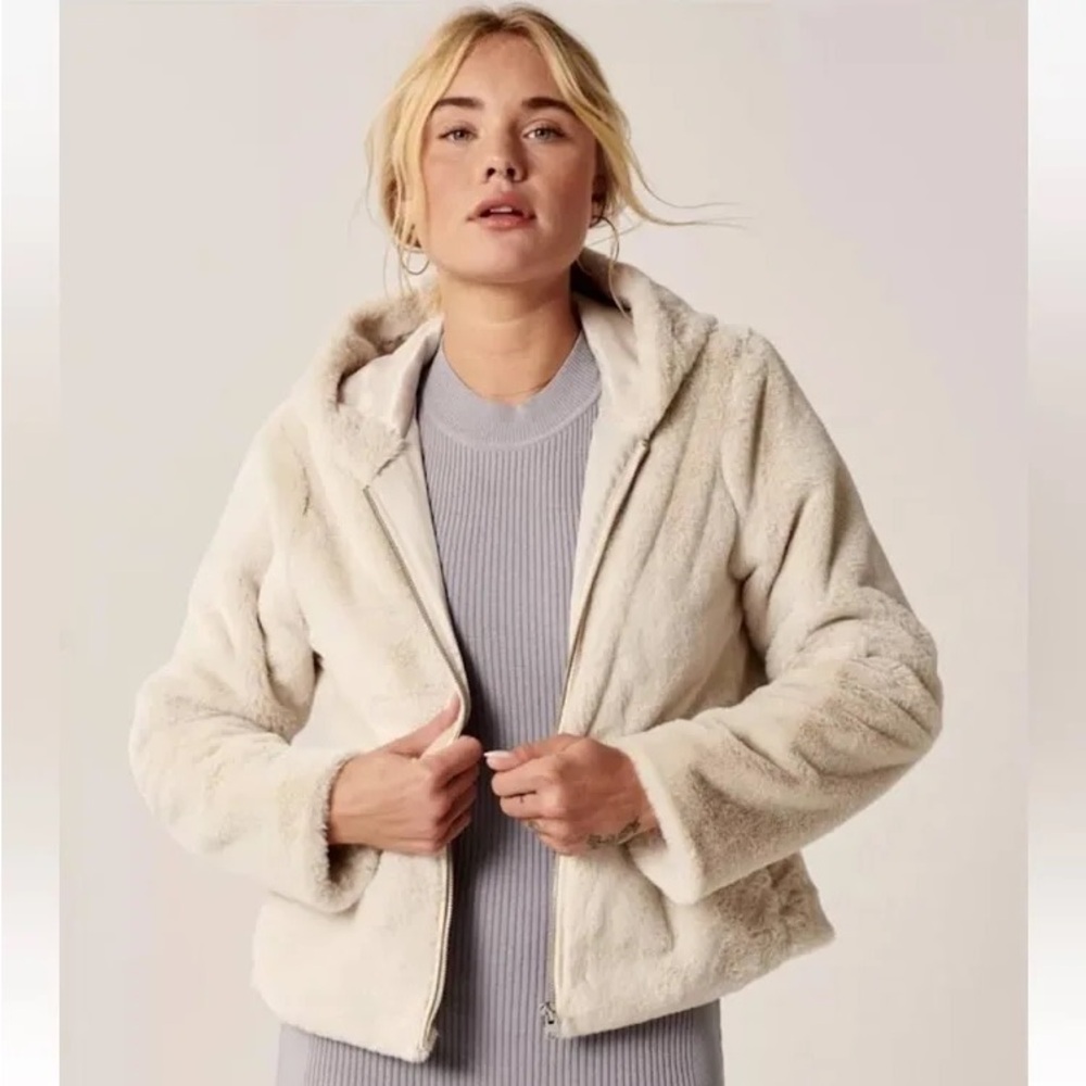 Abercrombie & Fitch Hooded Faux Fur Jacket